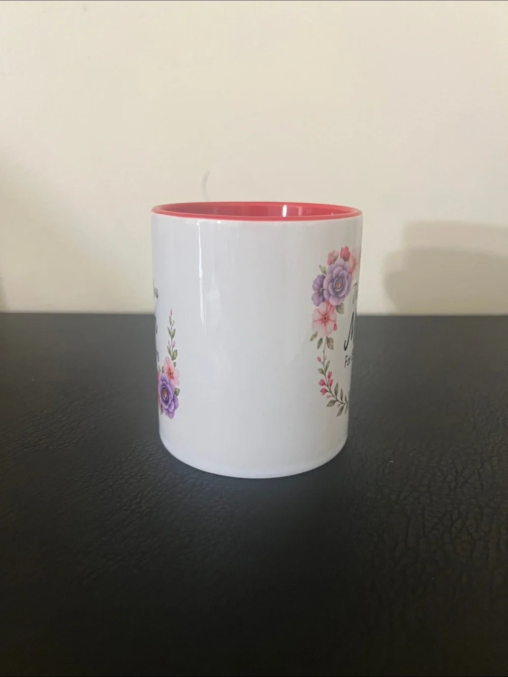 Heart-Handle 'Thank You Mom' Floral Mug - Red & White